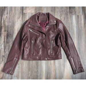 BLANK NYC Women's Small Cognac Faux Leather Vegan Cropped Moto Biker Jacket
